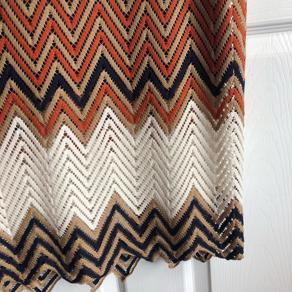 Chevron Knit Midi Dress in Navy, Cream & Rust - Picture 3 of 8
